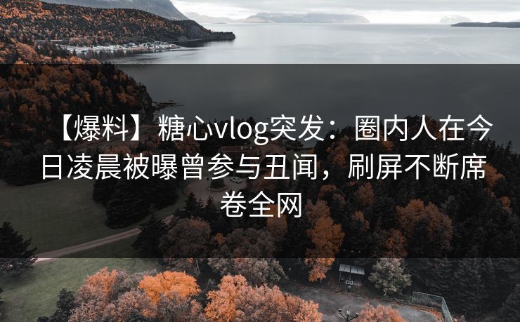 【爆料】糖心vlog突发：圈内人在今日凌晨被曝曾参与丑闻，刷屏不断席卷全网