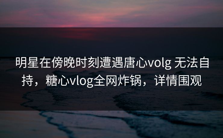 明星在傍晚时刻遭遇唐心volg 无法自持,糖心vlog全网炸锅,详情围观 明星在傍晚时刻遭遇唐心volg 无法自持,糖心vlog全网炸锅,详情围观
