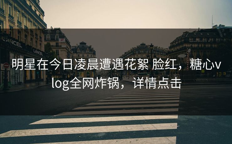 明星在今日凌晨遭遇花絮 脸红，糖心vlog全网炸锅，详情点击