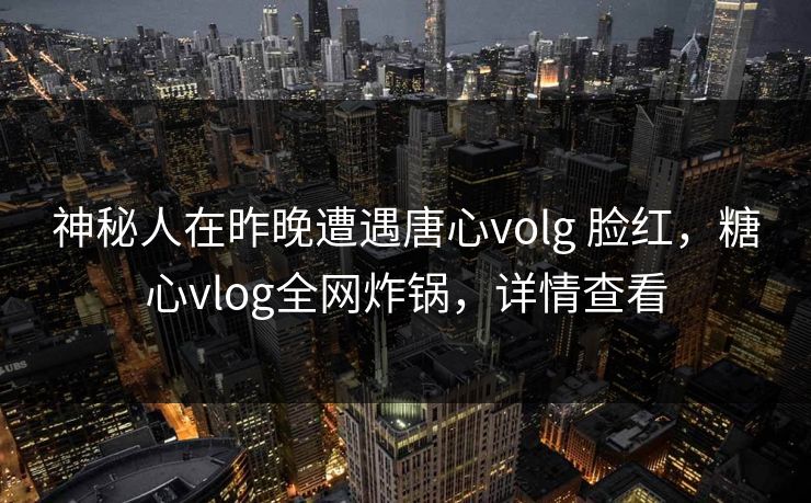 神秘人在昨晚遭遇唐心volg 脸红，糖心vlog全网炸锅，详情查看  第1张